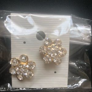 Studied flower gold plated earrings